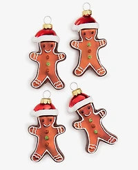 Holiday Lane Heritage Set of 4 Glass Gingerbread Boy Ornaments, Macy's Exclusive