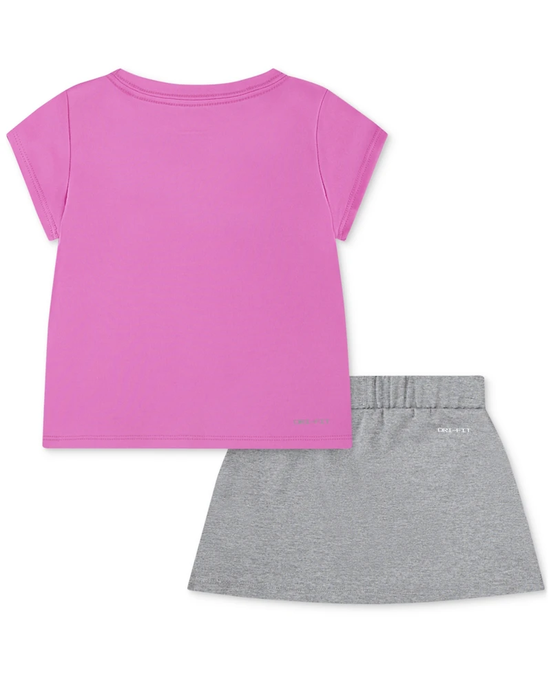 Nike Little Girls 2-Pc. Dri-fit Logo Tee & Scooter Set