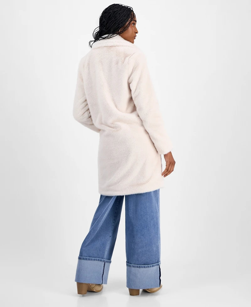 CoffeeShop Juniors' Notched-Collar Faux-Fur Walker Coat