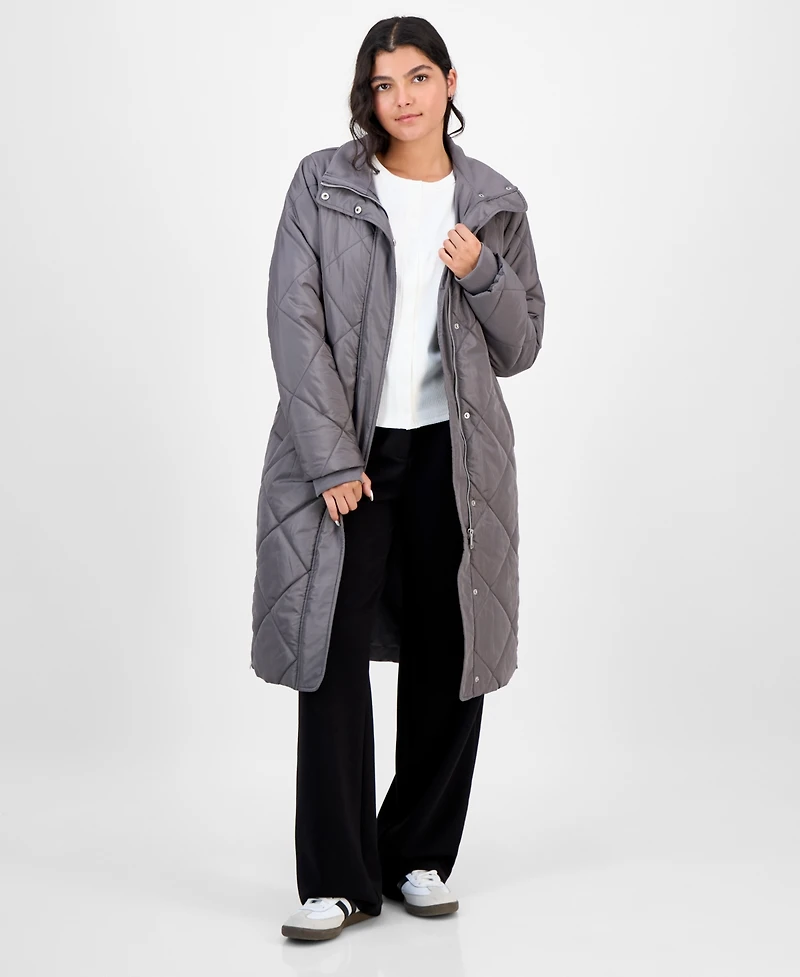 CoffeeShop Juniors' Shawl-Collar Quilted Coat