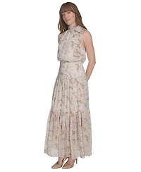 Tommy Hilfiger Women's Side-Tie Halter Tiered Maxi Dress