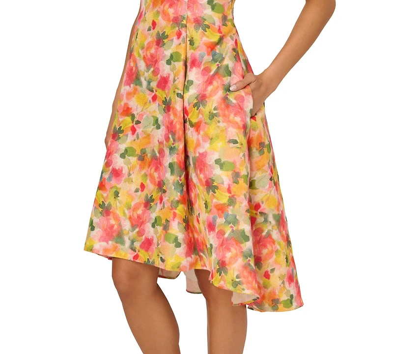 Adrianna Papell Women's Floral-Print Ruffle-Trim Dress