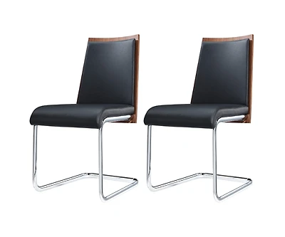 Faux Leather Dining Chairs Set of Two with Upholstered Seat for Home or Office