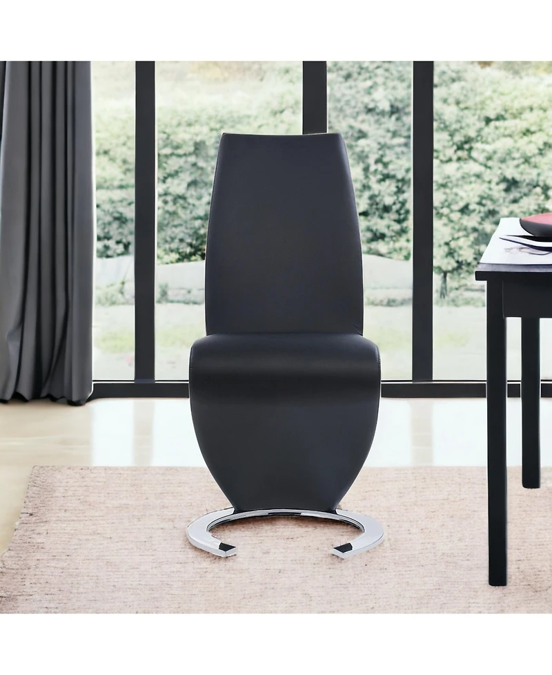 Faux Leather Dining Chairs Set of 2 Upholstered Parsons Style for Home or Office