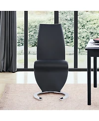 Faux Leather Dining Chairs Set of 2 Upholstered Parsons Style for Home or Office