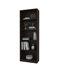 Dam Bookcase with Open Storage and 5 Shelves, Stained Walnut