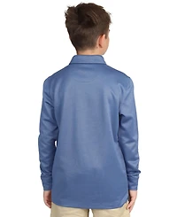 Tailorbyrd Boys Long Sleeve Slate Blue Modal Polo Shirt by