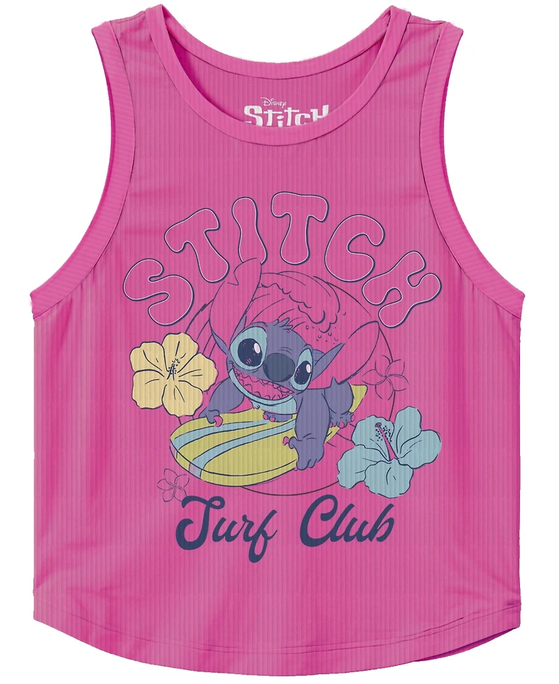 Disney Toddler and Little Girls 2-Piece Stitch Surf Club Tank Top Denim Shorts Set