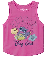 Disney Toddler and Little Girls 2-Piece Stitch Surf Club Tank Top Denim Shorts Set