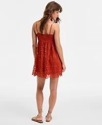 Row A Juniors' Emma Lace Babydoll Mini Dress