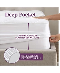Circleshome Double Puff Microfiber Fleece Mattress Pad White