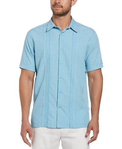Cubavera Men's Geo Embroidered Panel Chambray Shirt