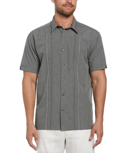 Cubavera Men's Geo Embroidered Panel Chambray Shirt