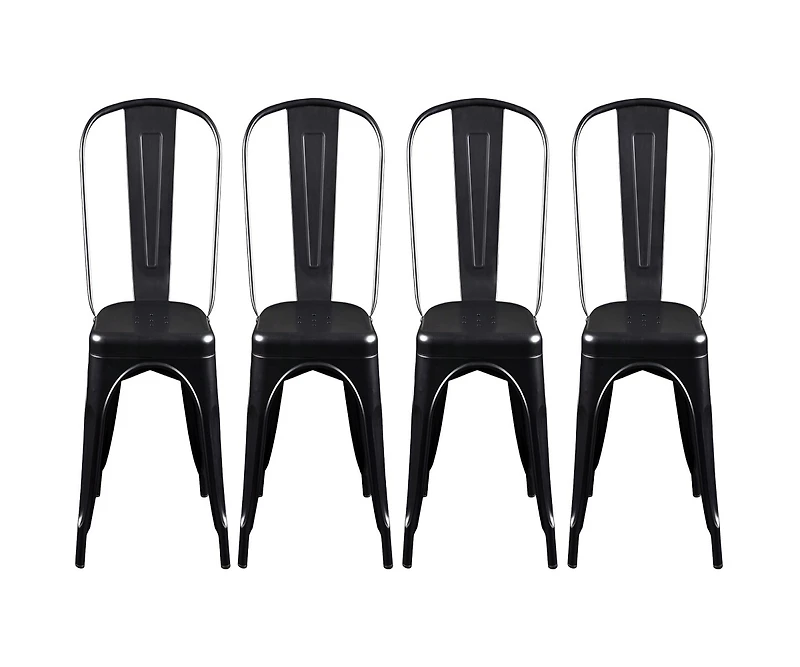 Set of Four Sturdy Steel Side Chairs for Dining or Kitchen