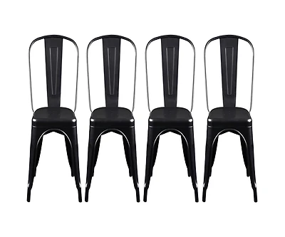 Set of Four Sturdy Steel Side Chairs for Dining or Kitchen