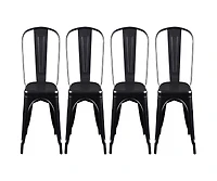 Set of Four Sturdy Steel Side Chairs for Dining or Kitchen