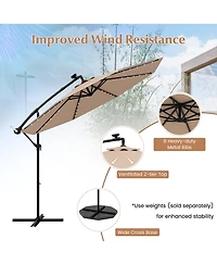 Gymax 10ft Solar Patio Umbrella Outdoor Offset Hanging w/ 40 Led Lights