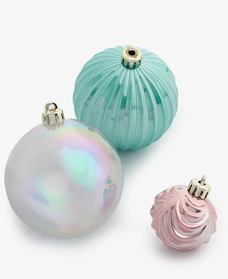 Holiday Lane Opulence Set of 50 Shatterproof Pink Gold and Blue Iridescent Ball Ornaments, Macy's Exclusive
