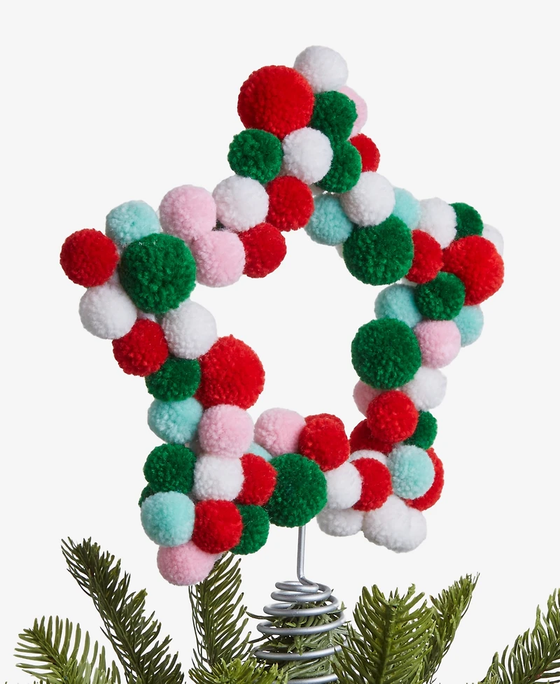 Holiday Lane Pom Pom Star Tree Topper, Macy's Exclusive