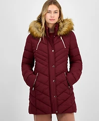 Maralyn & Me Juniors' Faux-Fur Hooded Puffer Coat