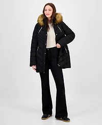 Maralyn & Me Juniors' Faux-Fur Hooded Puffer Coat