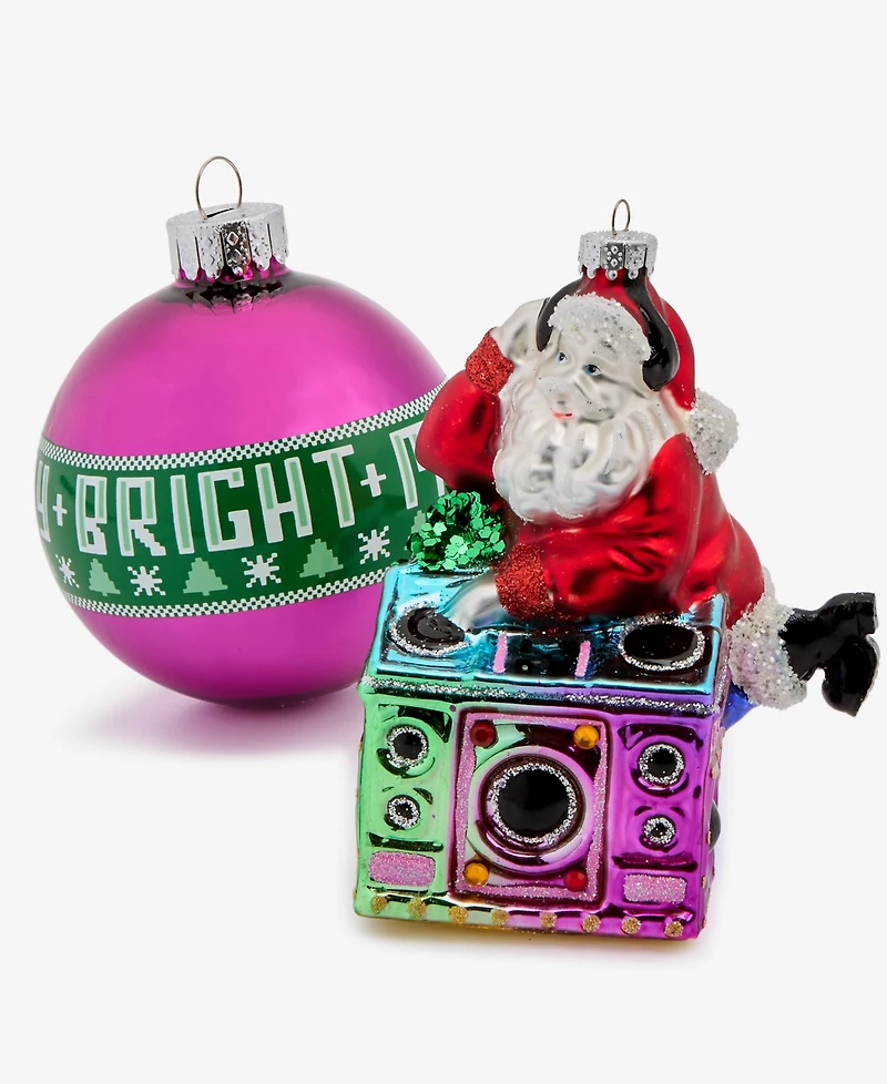 Holiday Lane Whimsy Set of 4 Glass Ornaments, Macy's Exclusive