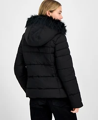 Maralyn & Me Juniors' Faux-Fur Hooded Puffer Coat