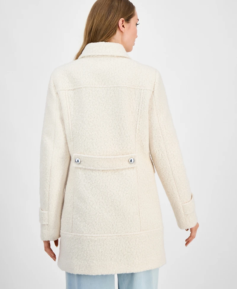 Maralyn & Me Juniors' Button-Front Boucle Coat