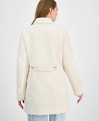 Maralyn & Me Juniors' Button-Front Boucle Coat