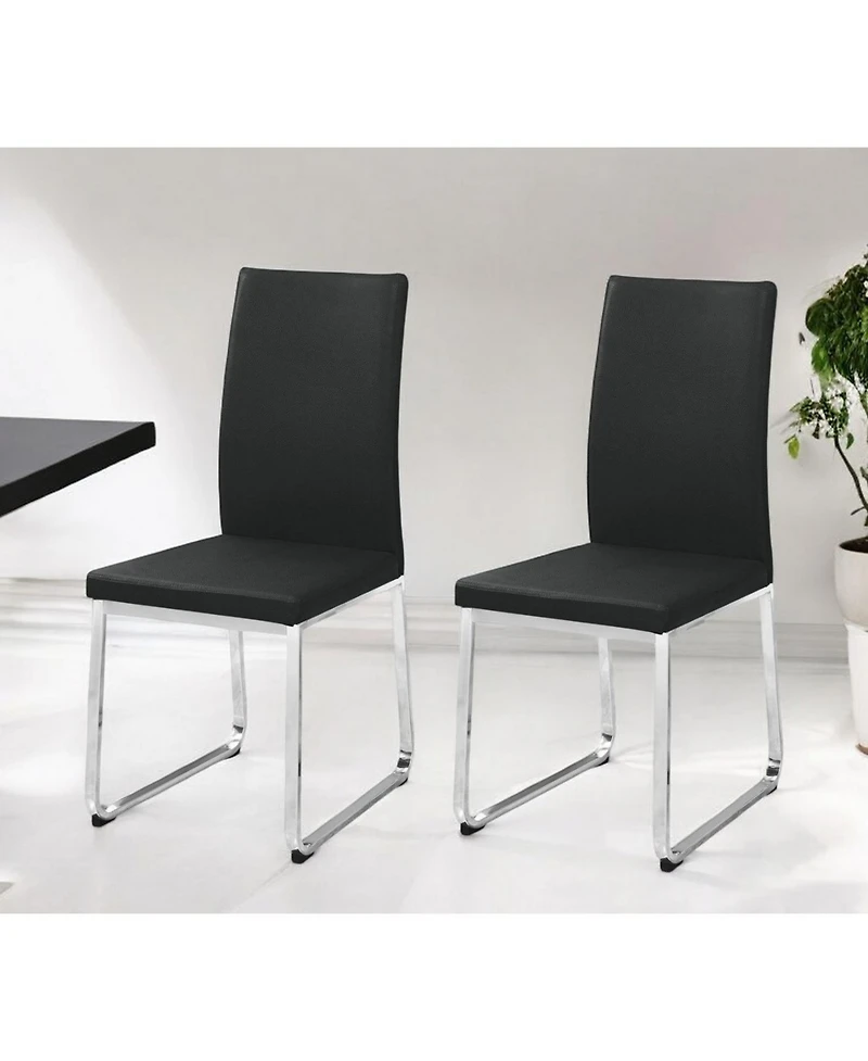 Set of Two Upholstered Faux Leather Dining Chairs for Stylish Home Decor