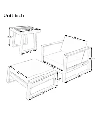 Mondawe Acacia Wood Outdoor Lounge Set - Chair & Ottoman, Perfect for Patios, Balconies, and Gardens