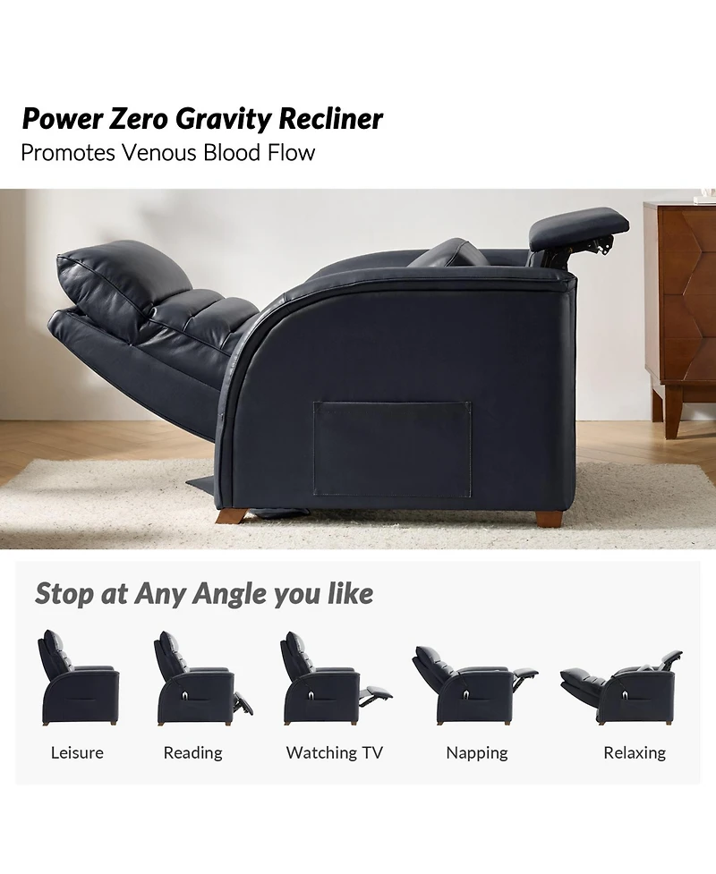 Bernhard Modern Dual Motor Genuine Leather Power Zero Gravity Recliner