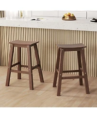 29" Patio Bar Stool Set of 2 with Curved Seat & Footrests for Backyard Outdoor