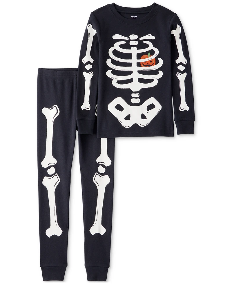 Carter's Adult Glow Halloween Skeleton 100% Snug-Fit Cotton Pajamas, 2 Piece Set
