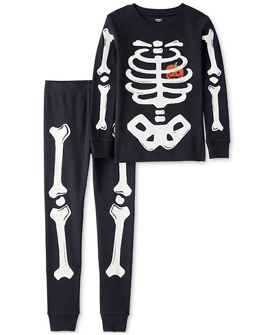 Carter's Adult Glow Halloween Skeleton 100% Snug-Fit Cotton Pajamas, 2 Piece Set