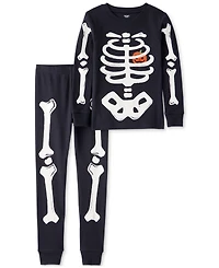 Carter's Adult Glow Halloween Skeleton 100% Snug-Fit Cotton Pajamas, 2 Piece Set