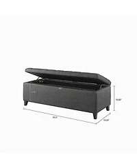 Tufted Upholstered Storage Bench with Button Top, Solid Wood Legs for Bedroom or Living Room, Hidden Blanket-The Pop Home