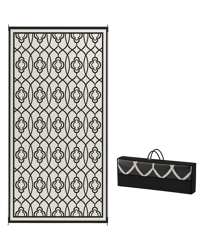 Outsunny Outdoor Rug, 9' x 18' Floor Mat, Lantern