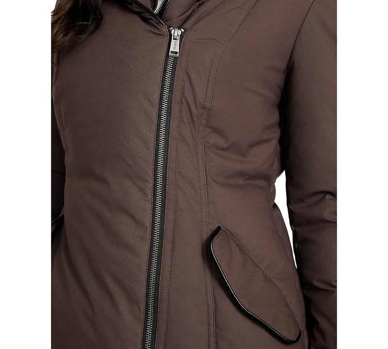 Guess Women's Asymmetric Zip-Front Hooded Puffer Coat