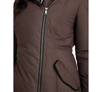 Guess Women's Asymmetric Zip-Front Hooded Puffer Coat