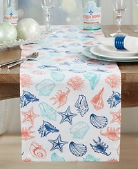 Saro Lifestyle Ocean Breeze Sea Shells Table Runner, 14" x 72"