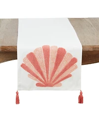 Saro Lifestyle Ocean Breeze Embroidered Seashell Table Runner, 16" x 72"