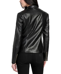 Guess Women's Faux-Leather Basketweave Jacket