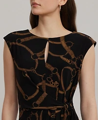 Lauren Ralph Women's Belting-Print Jersey Tie-Front Dress
