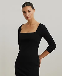 Lauren Ralph Women's Rib-Knit Long-Sleeve Midi Dress
