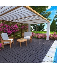 Streamdale 12" Deck Tiles, Interlocking, Indoor/Outdoor, Easy Install, 44pcs, Dark Gray