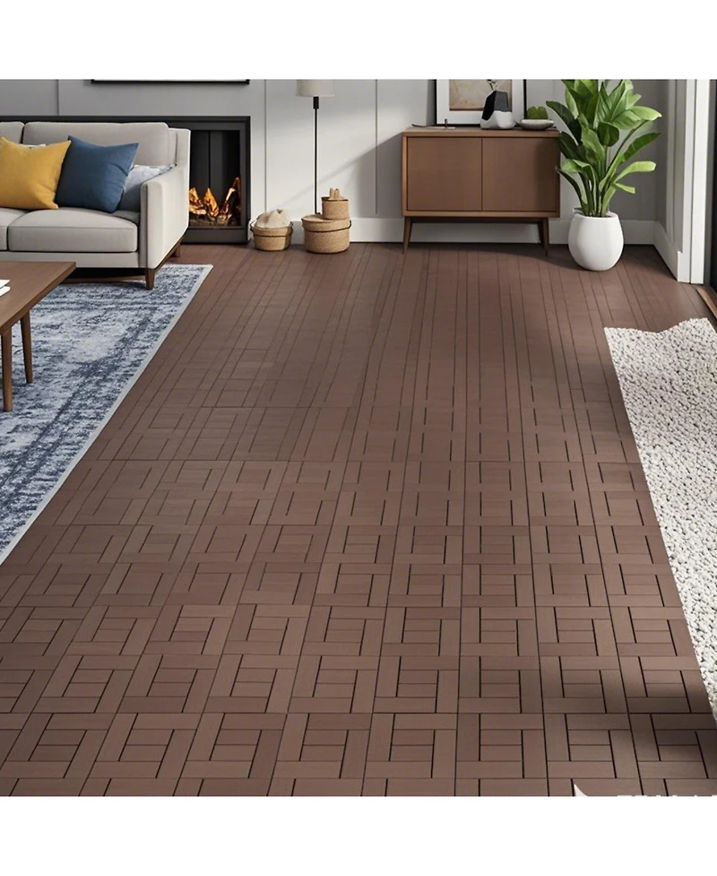 Streamdale 12" Deck Tiles, Diy Interlocking, Indoor/Outdoor, Easy Install, 44pcs Red Brown