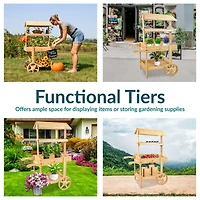 Country Market Flower Cart Display Stand - 49.25” H