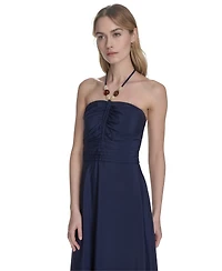 Eliza J Women's Ruched-Front Halter Maxi Dress