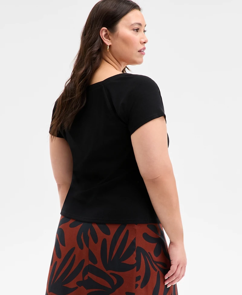 On 34th Trendy Plus Snap-Front T-Shirt, Exclusively at Macy's